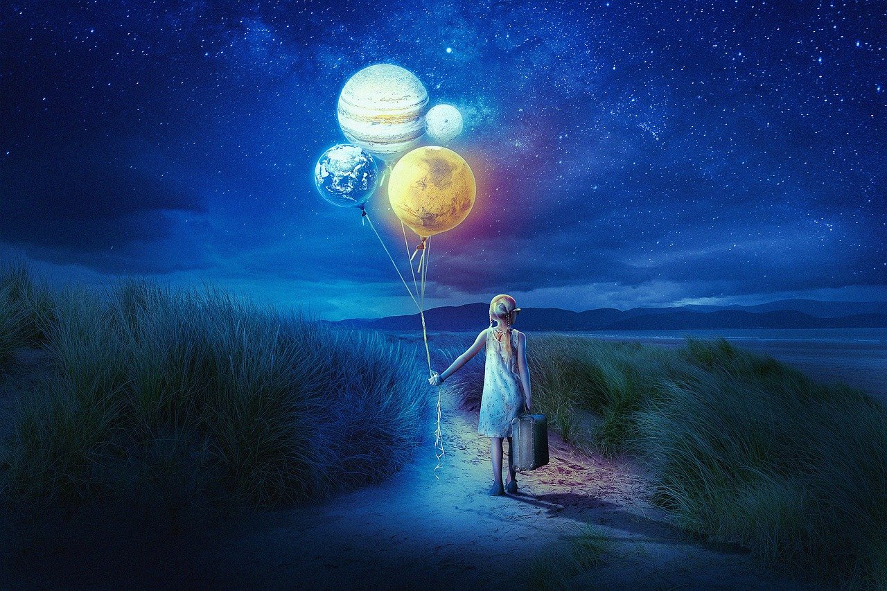 Girl with balloons